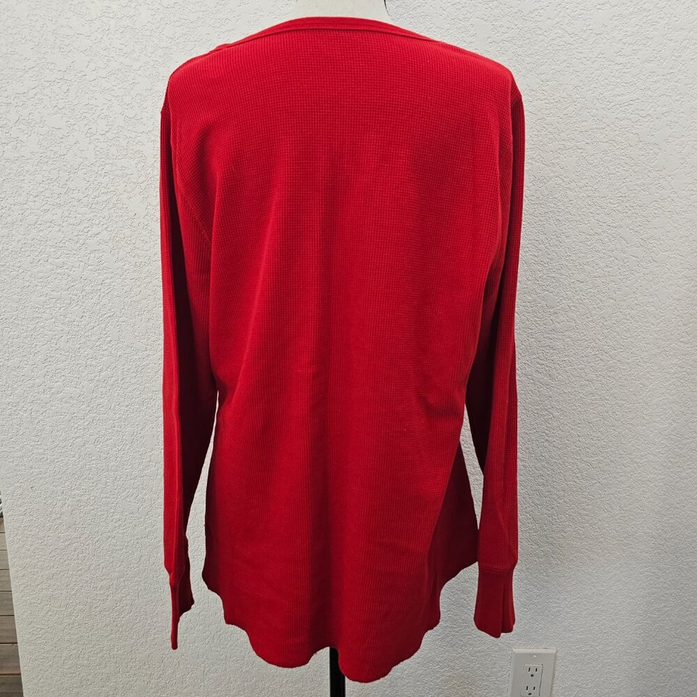 Bright Red, Waffle Knit Top - Picture 3 of 6